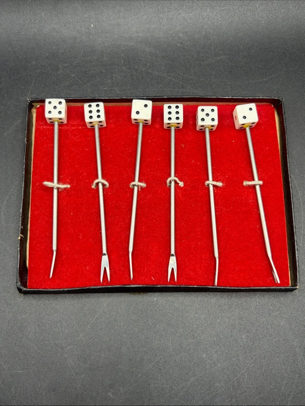 Vintage Mid Century Dice Cocktail Picks Appetizer Hors d’oeuvres Kitchenware